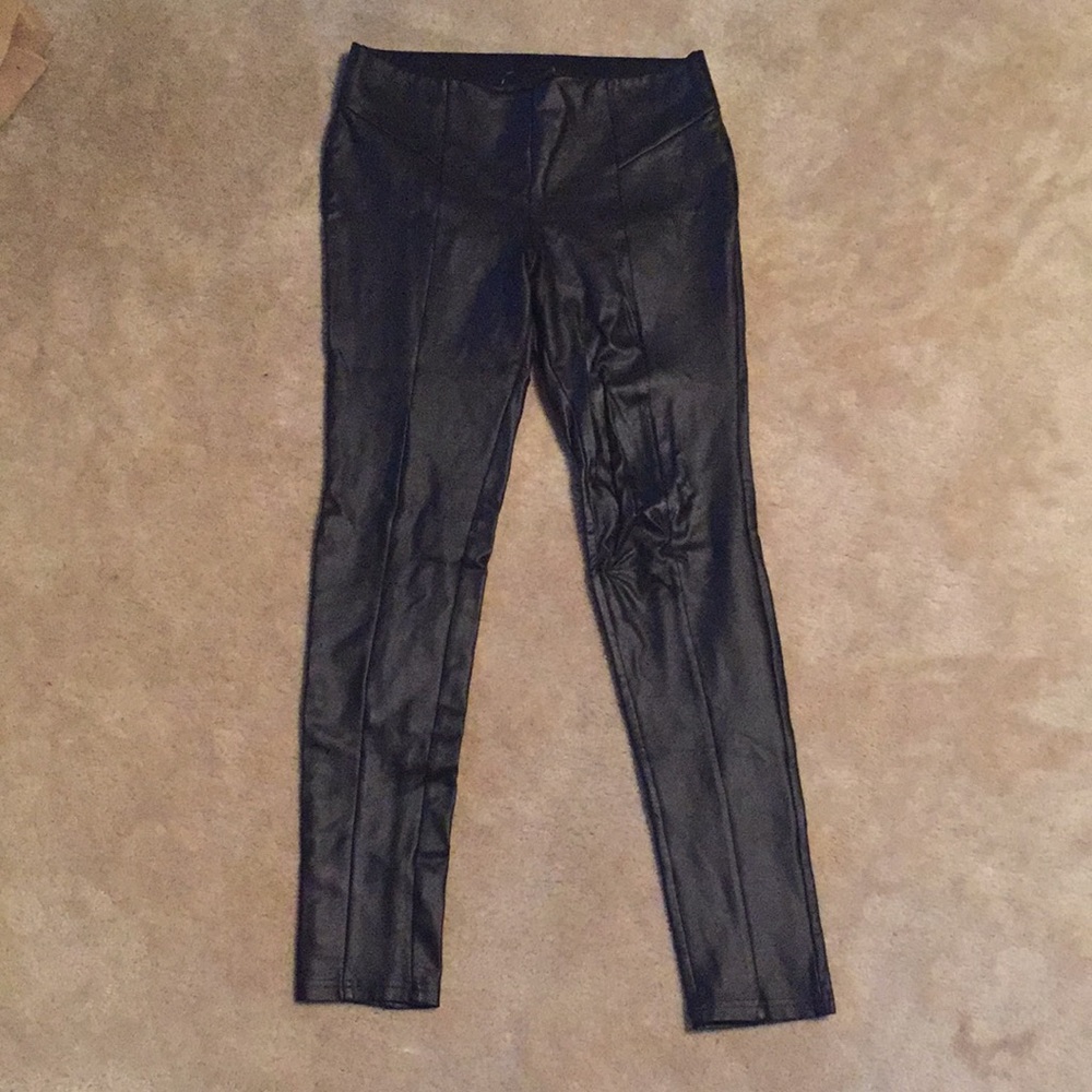 Faux Leather Black Leggings Size L